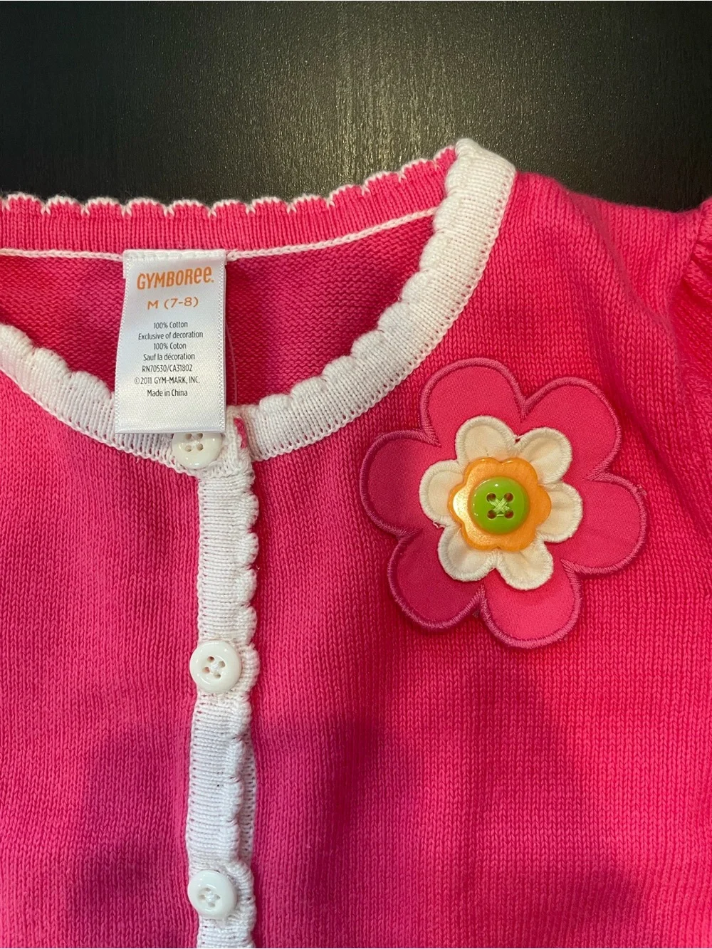 Gymboree Bright Pink Knit Cardigan with Flower Applique